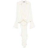 Blusa drappeggiata con design asmmetrico in avorio Amen - donna 