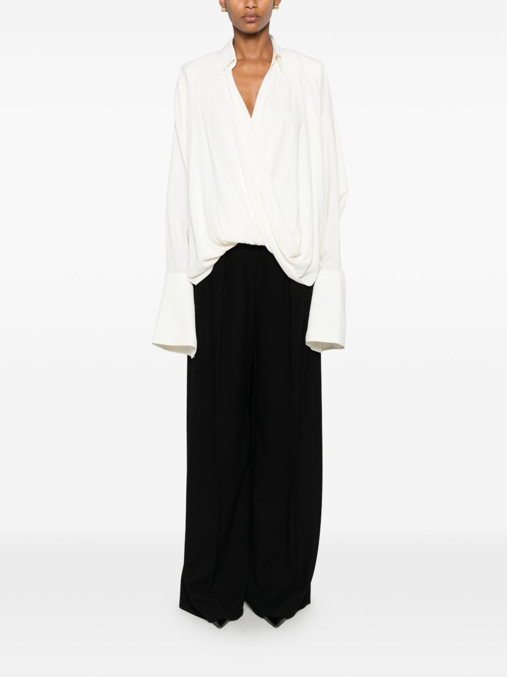 Blusa drappeggiata con design asmmetrico in avorio Amen - donna 