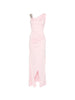 Amen pink asymmetric long dress with ruches and crystal embellishments - women