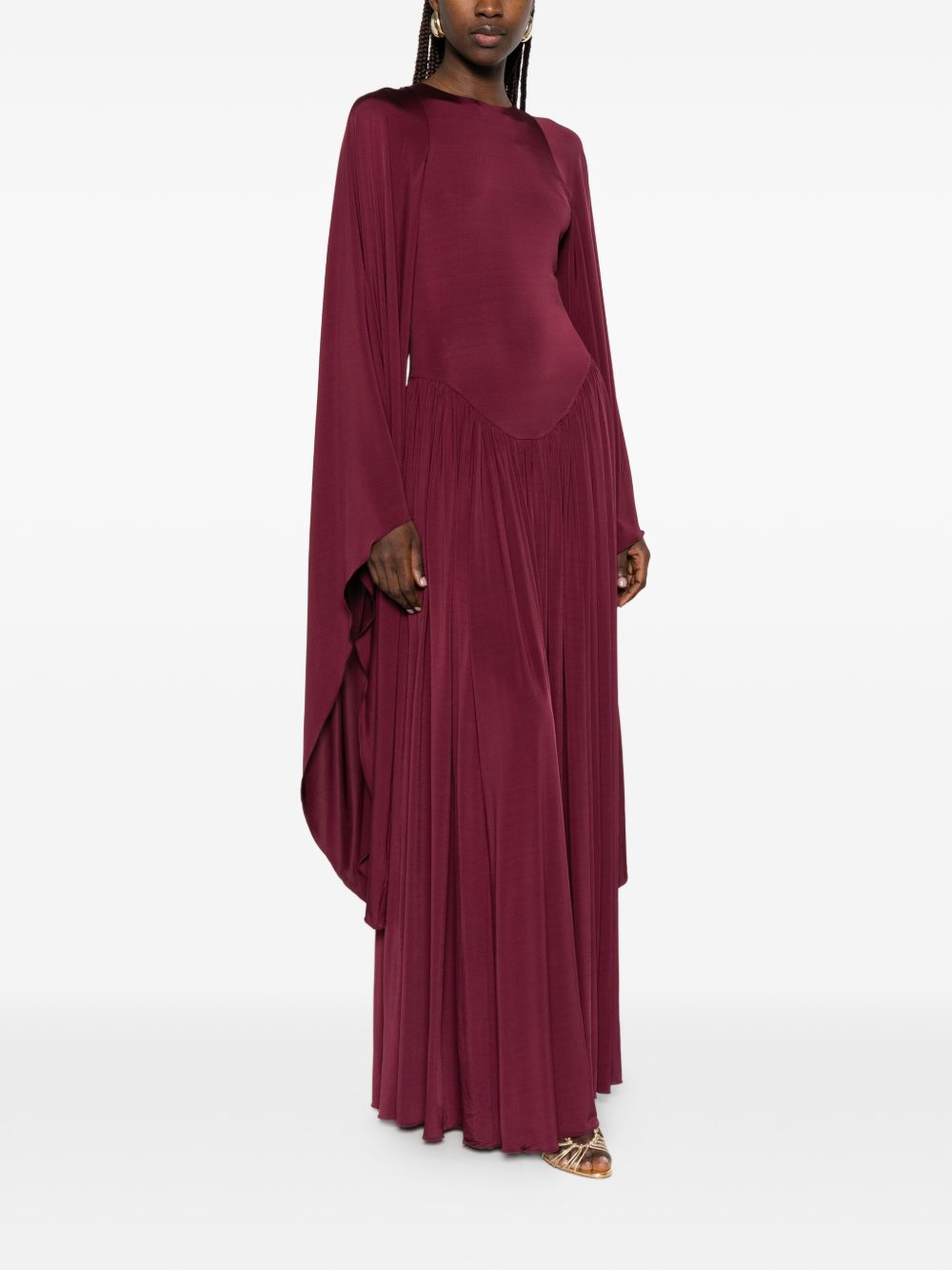 Abito lungo drappeggiato in borgogna Alberta Ferretti - donna 
