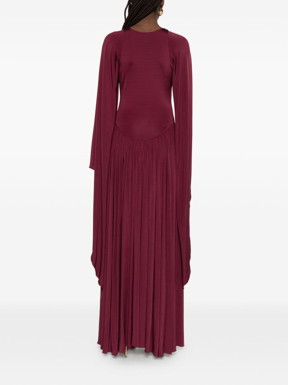 Abito lungo drappeggiato in borgogna Alberta Ferretti - donna 