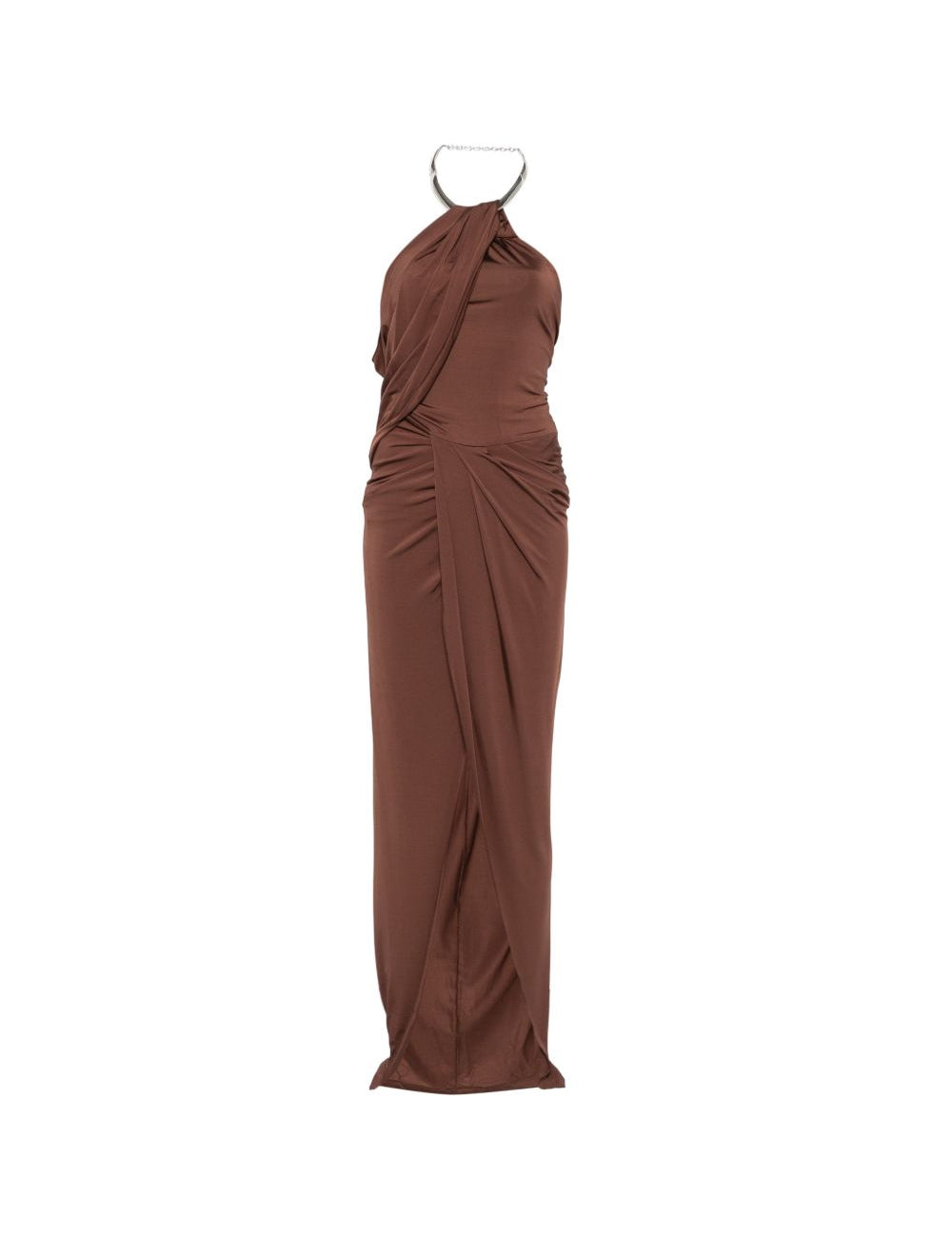Abito lungo con collo halter in marrone Amen - donna 