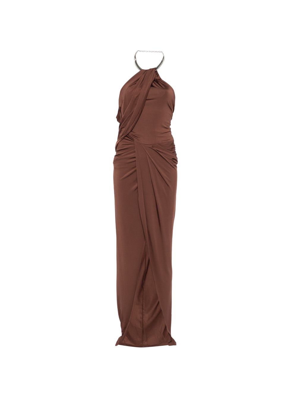 Abito lungo con collo halter in marrone Amen - donna 