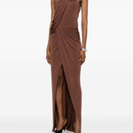 Abito lungo con collo halter in marrone Amen - donna 
