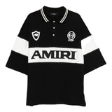 Polo con logo e dettagli a righe in nero e bianco Amiri - uomo 