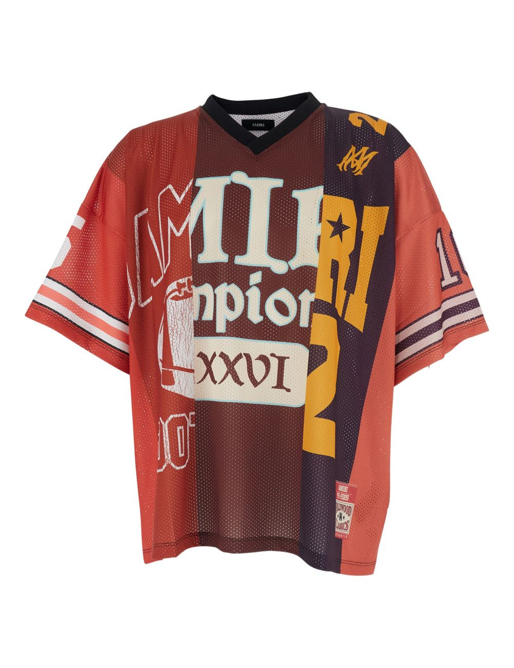 T-shirt con scollo a V in rosso Amiri - uomo 