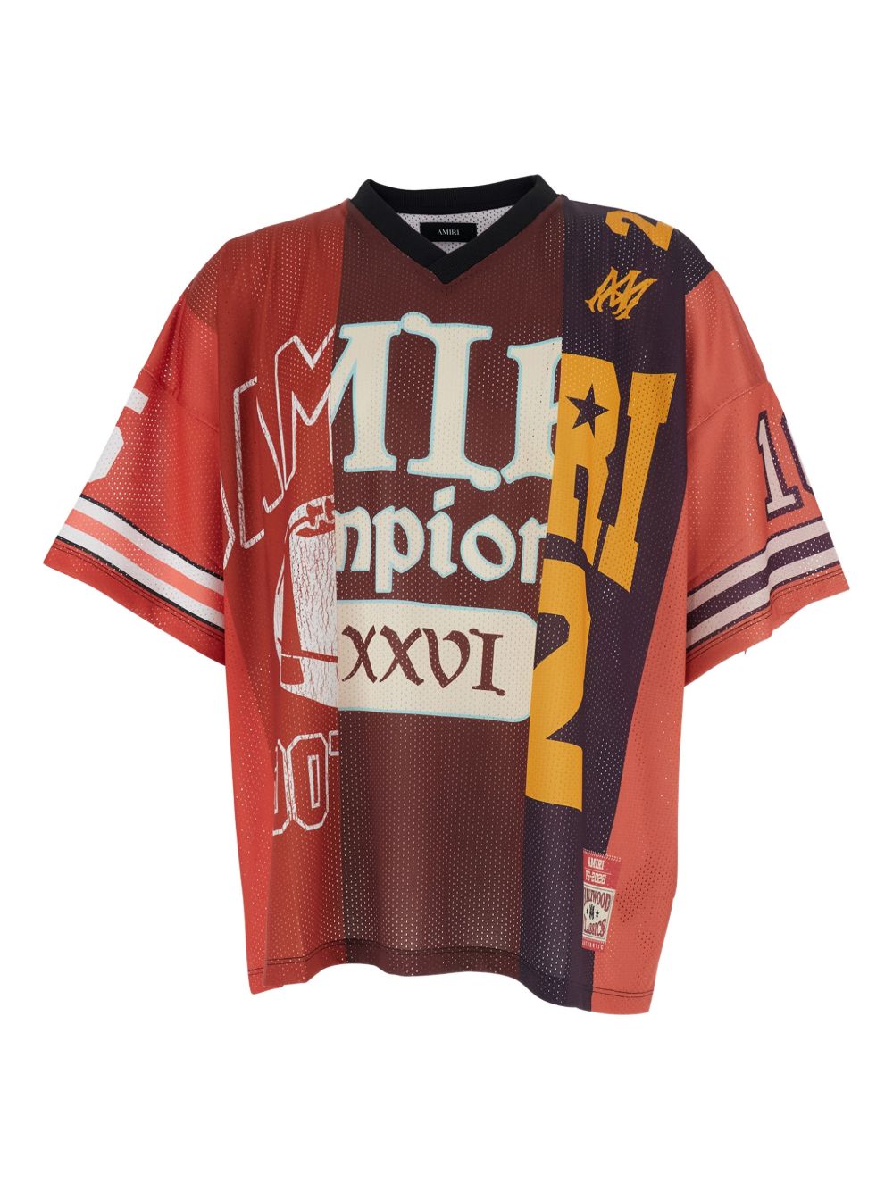 T-shirt con scollo a V in rosso Amiri - uomo 