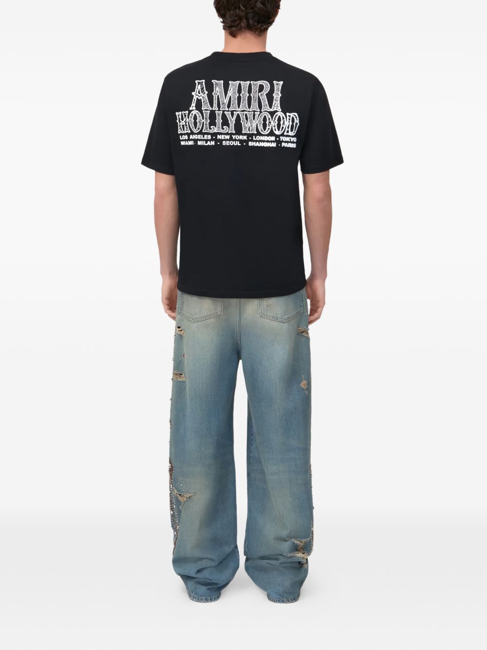 T-shirt oversize hollywood in nero Amiri - uomo 