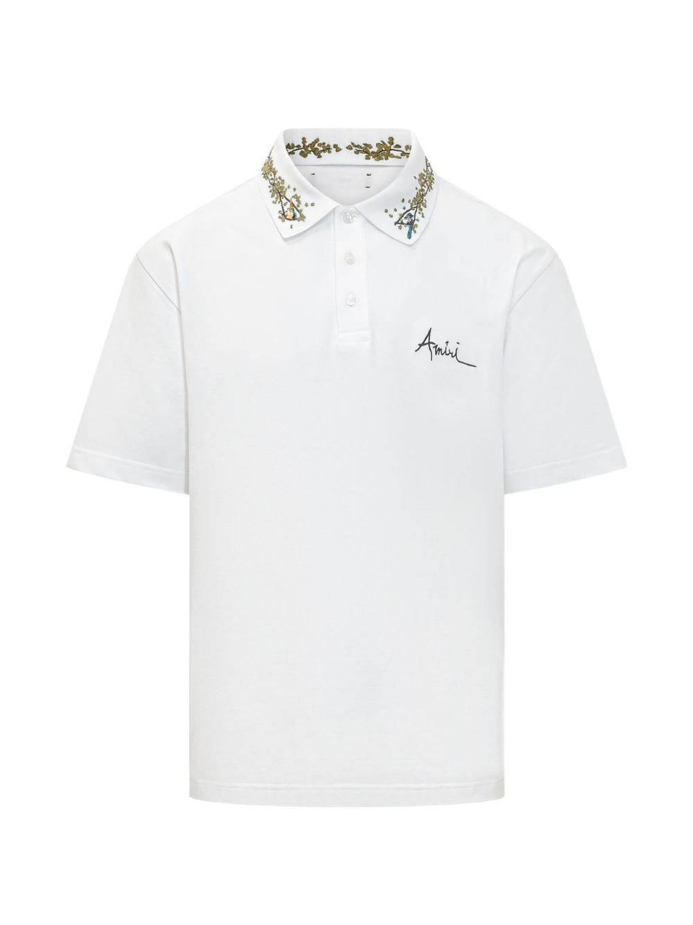 Polo con colletto a fantasia floreale in bianco Amiri - uomo 