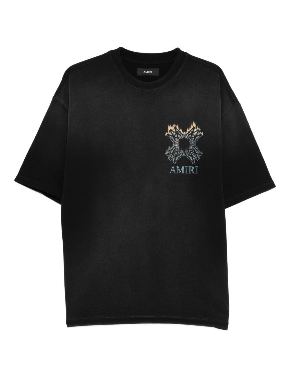 T-shirt a maniche corte quad flames in nero Amiri - uomo 