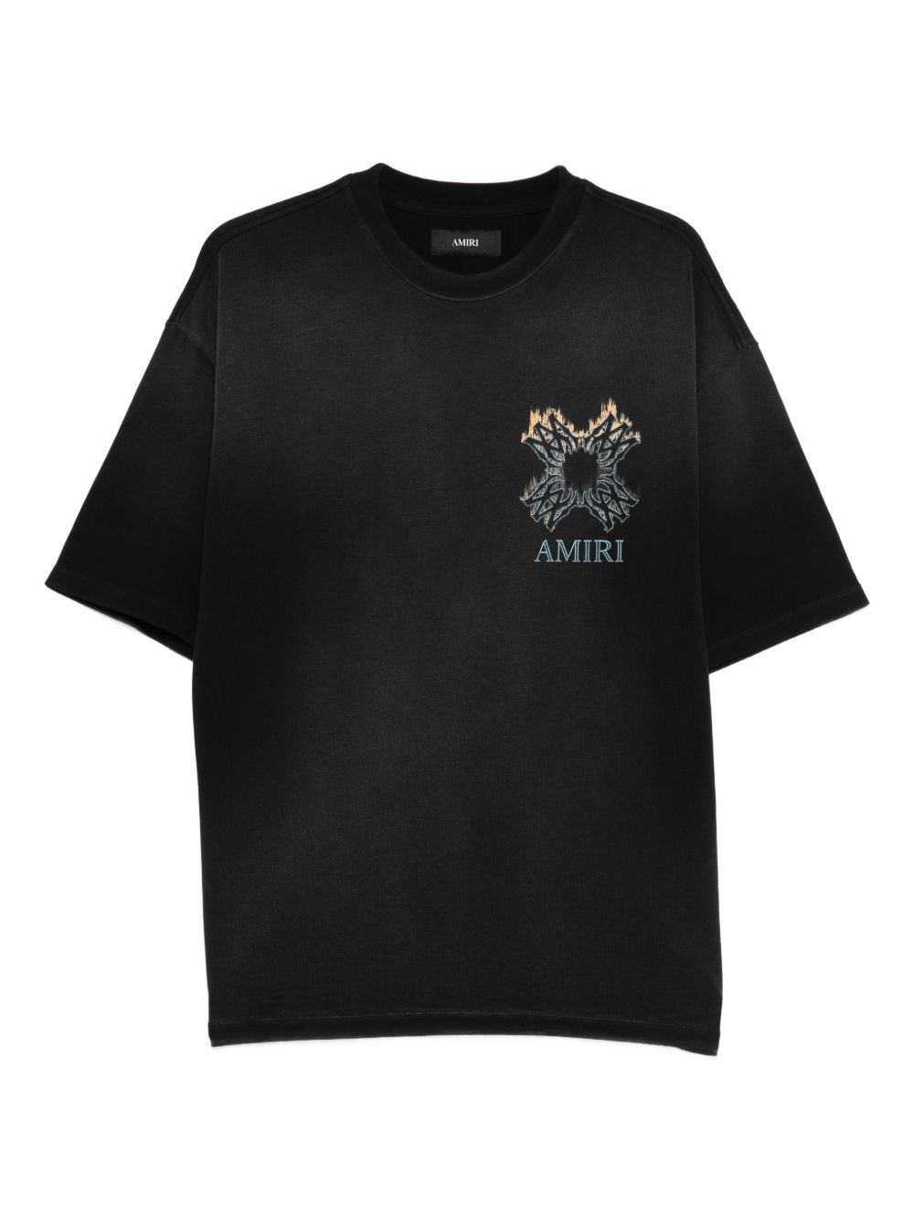 T-shirt a maniche corte quad flames in nero Amiri - uomo 