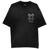 T-shirt a maniche corte quad flames in nero Amiri - uomo 
