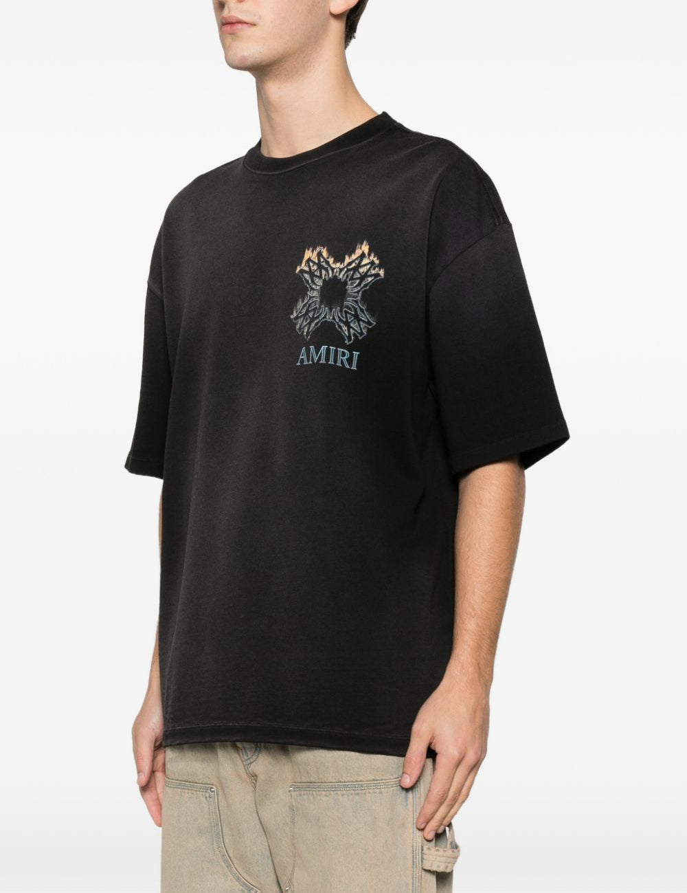 T-shirt a maniche corte quad flames in nero Amiri - uomo 
