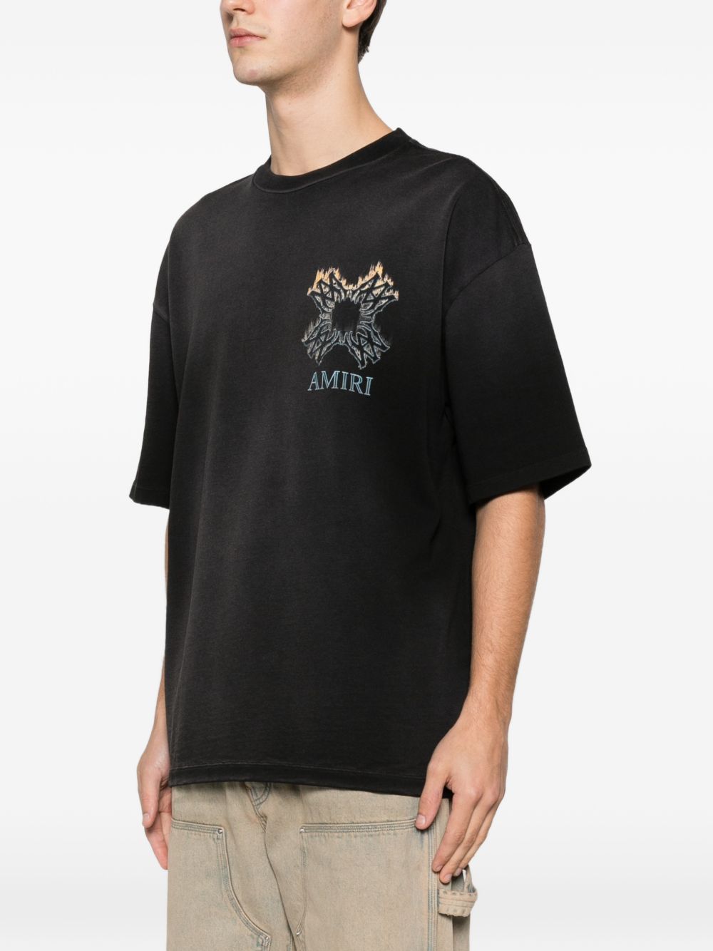 T-shirt a maniche corte quad flames in nero Amiri - uomo 