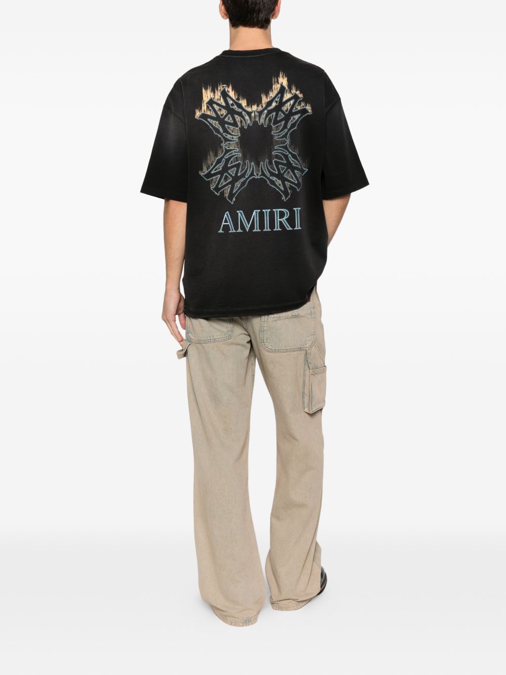 T-shirt a maniche corte quad flames in nero Amiri - uomo 