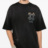 T-shirt a maniche corte quad flames in nero Amiri - uomo 
