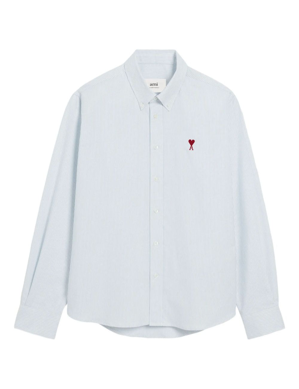 Camicia a righe con logo in azzurro Ami Paris - uomo 