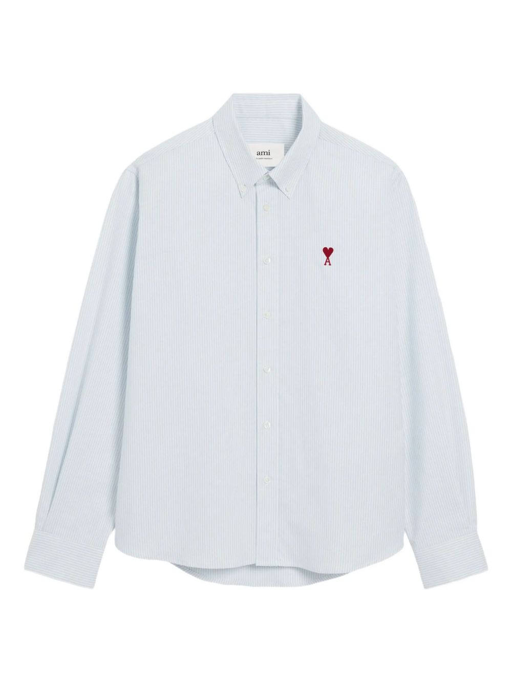 Camicia a righe con logo in azzurro Ami Paris - uomo 