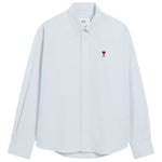 Camicia a righe con logo in azzurro Ami Paris - uomo 
