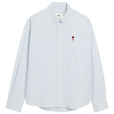 Camicia a righe con logo in azzurro Ami Paris - uomo 