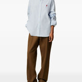 Camicia a righe con logo in azzurro Ami Paris - uomo 