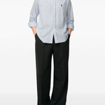 Camicia a righe con logo in azzurro Ami Paris - uomo 