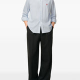 Camicia a righe con logo in azzurro Ami Paris - uomo 