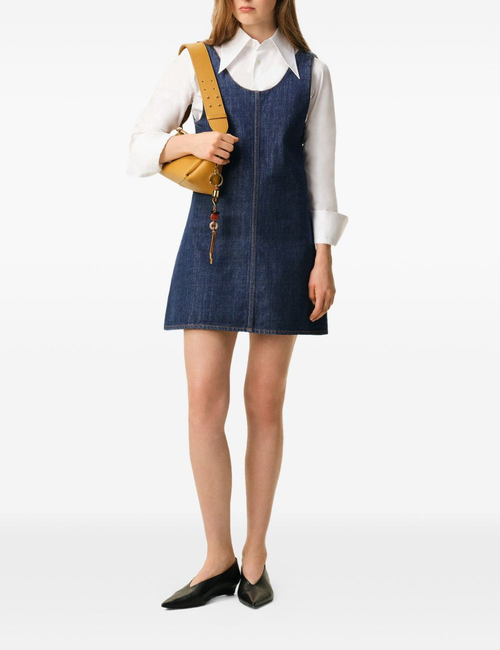 Abito corto in denim blu 