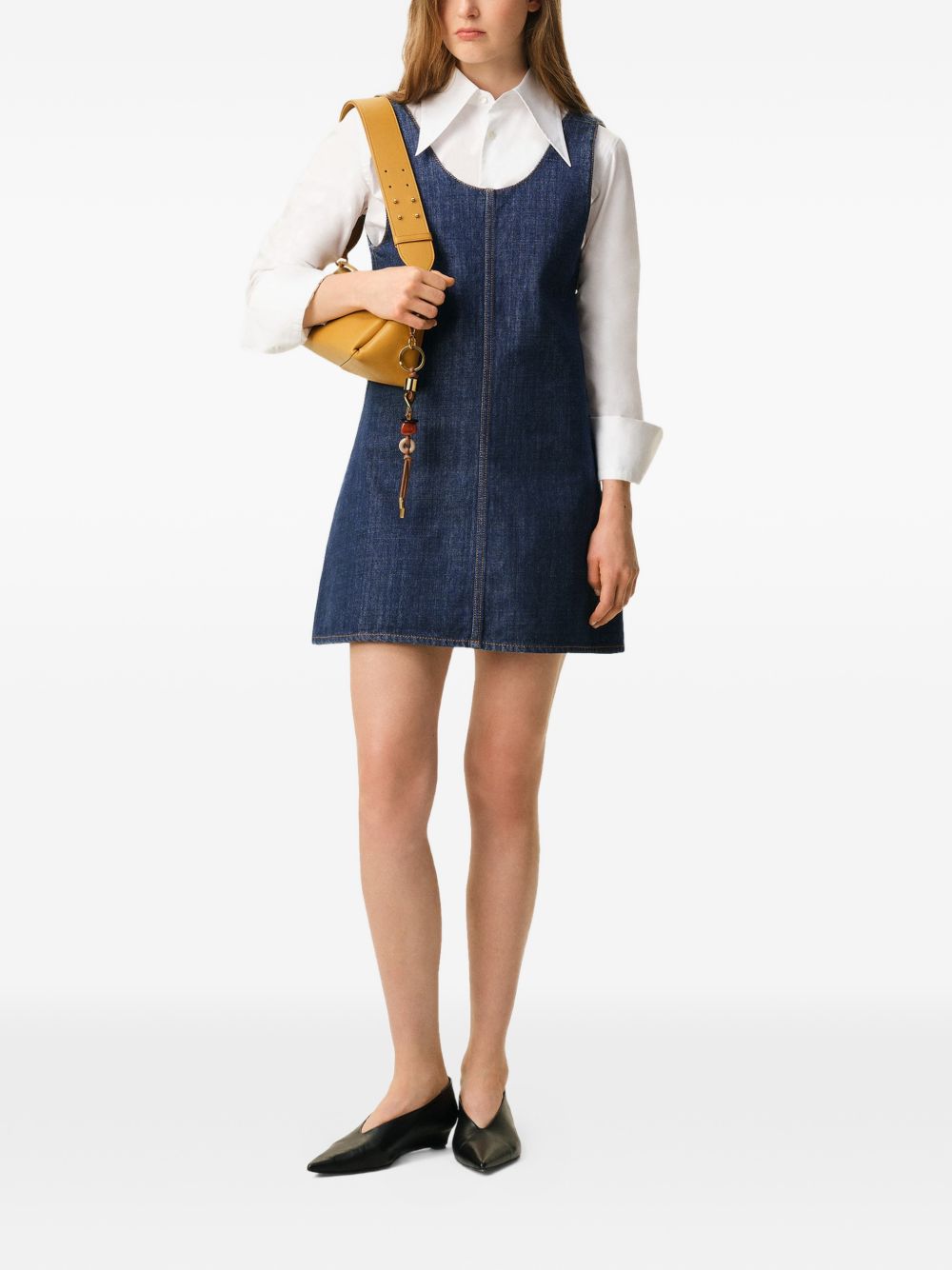 Abito corto in denim blu 