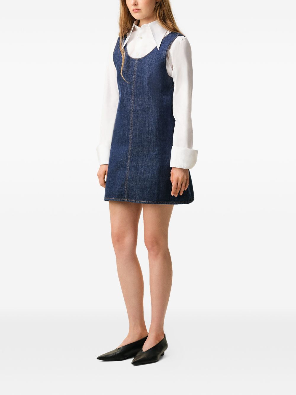 Abito corto in denim blu 