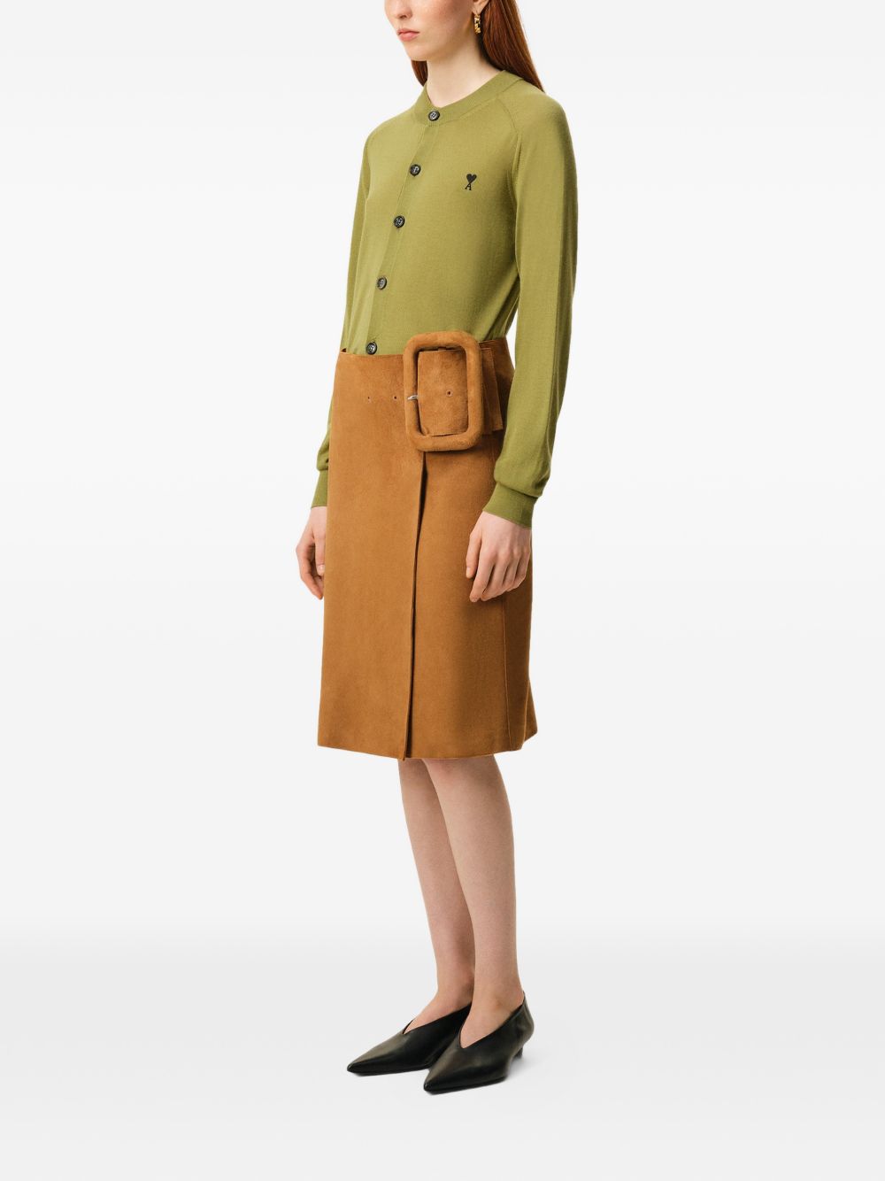 Cardigan Ami de Coeur con ricamo in verde matcha 