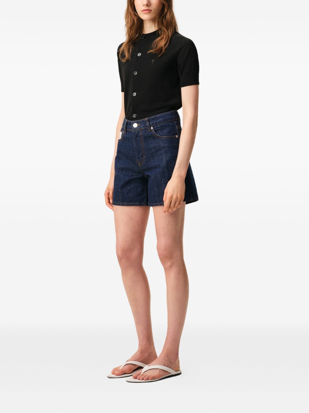 Shorts di jeans a cinque tasche in blu Ami paris - donna 