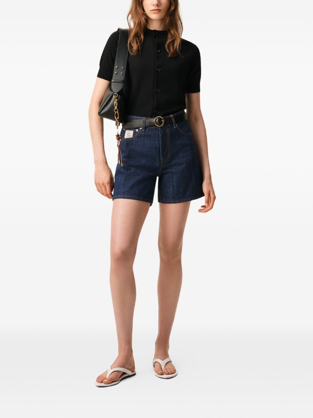 Shorts di jeans a cinque tasche in blu Ami paris - donna 
