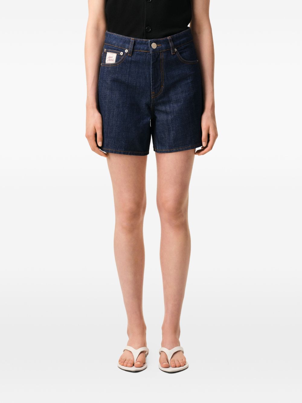 Shorts di jeans a cinque tasche in blu Ami paris - donna 
