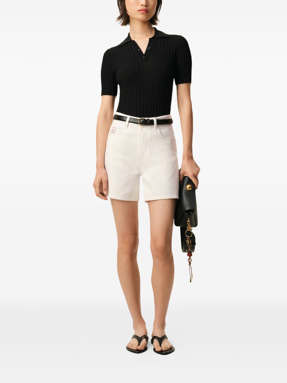 Pantaloncini in jeans di cotone in avorio Ami paris - donna 