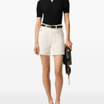 Pantaloncini in jeans di cotone in avorio Ami paris - donna 