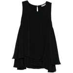 Top con ruchesi in nero 