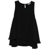 Top con ruchesi in nero 