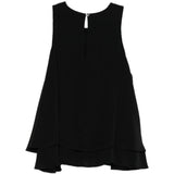 Top con ruchesi in nero 