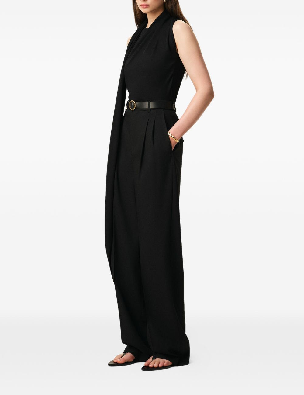Top Lavalliere con foulard in nero 