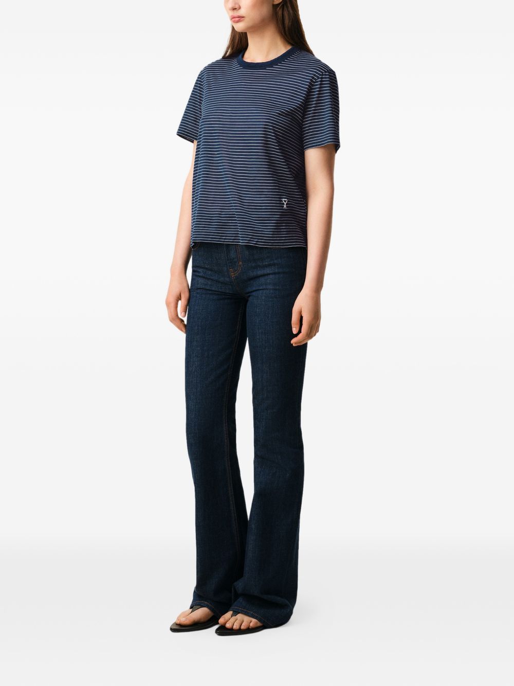 T-shirt Ami de Coeur a righe in blu Ami paris - donna 
