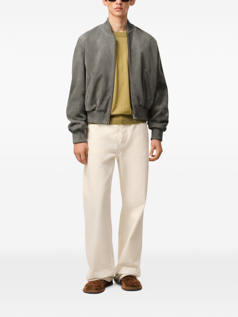 Giacca Ami de Coeur con zip in grigio Ami Paris - uomo 