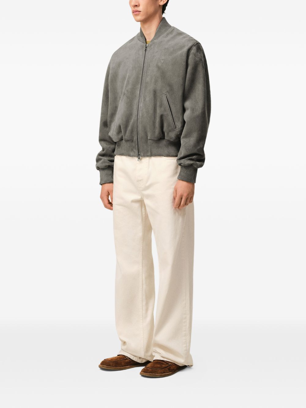 Giacca Ami de Coeur con zip in grigio Ami Paris - uomo 