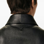 Giacca Ami de Coeur con zip in pelle nero Ami Paris - uomo 