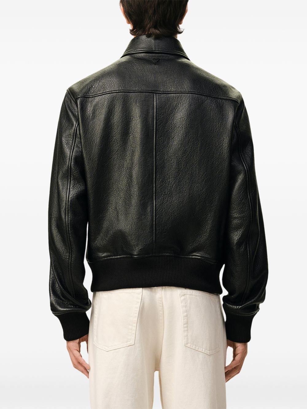 Giacca Ami de Coeur con zip in pelle nero Ami Paris - uomo 