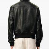 Giacca Ami de Coeur con zip in pelle nero Ami Paris - uomo 
