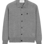 Cardigan ricamato in grigio Ami paris - uomo 