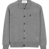 Cardigan ricamato in grigio Ami paris - uomo 