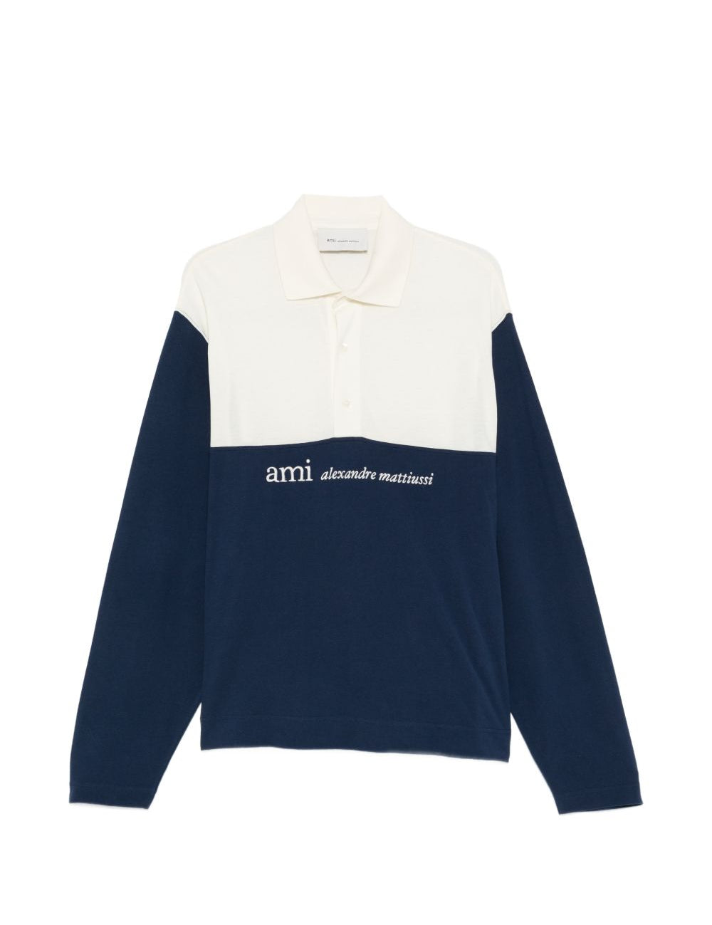Polo con design color-block in bianco e blu Ami paris - uomo 