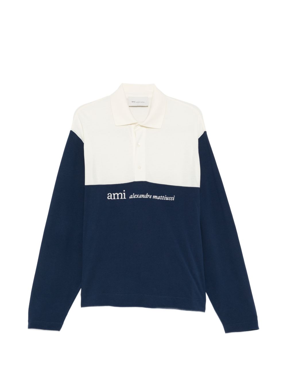 Polo con design color-block in bianco e blu Ami paris - uomo 